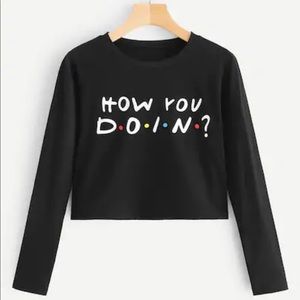 Graphic FRIENDS Inspired Long Sleeves Tee Black